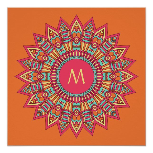 Ihr Monogramm in einem eigenen Boho-Rahmen-Poster Poster (Vorderseite)