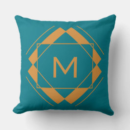 Ihr Monogramm in einem geometrischen Muster-Wurfki Kissen