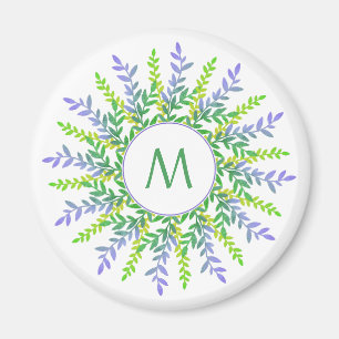 Ihr Monogramm in einem Leaf-Rahmen-Magneten Magnet