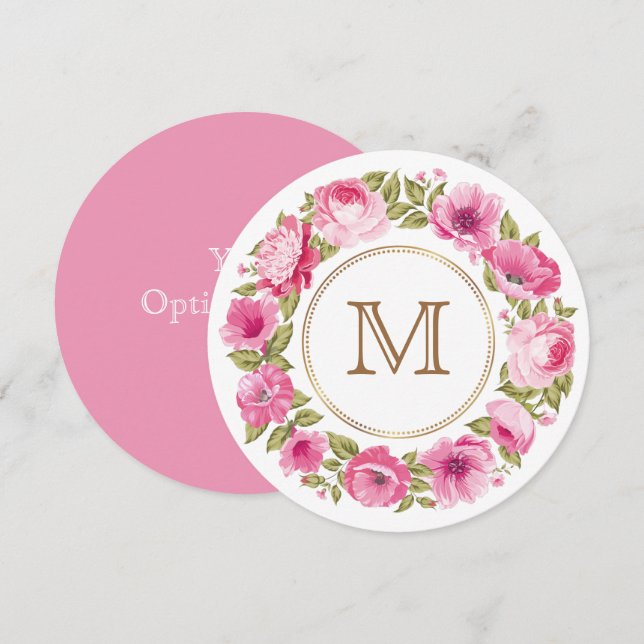 Ihr Monogramm in einer Blume Rahmen benutzerdefini Einladung (Vorne/Hinten)