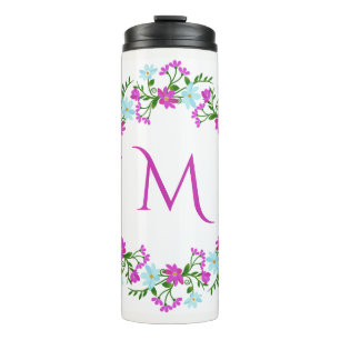 Ihr Monogramm in einer Blume Rahmen benutzerdefini Thermosbecher