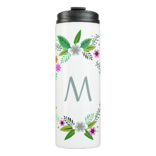 Ihr Monogramm in einer Blume Rahmen benutzerdefini Thermosbecher