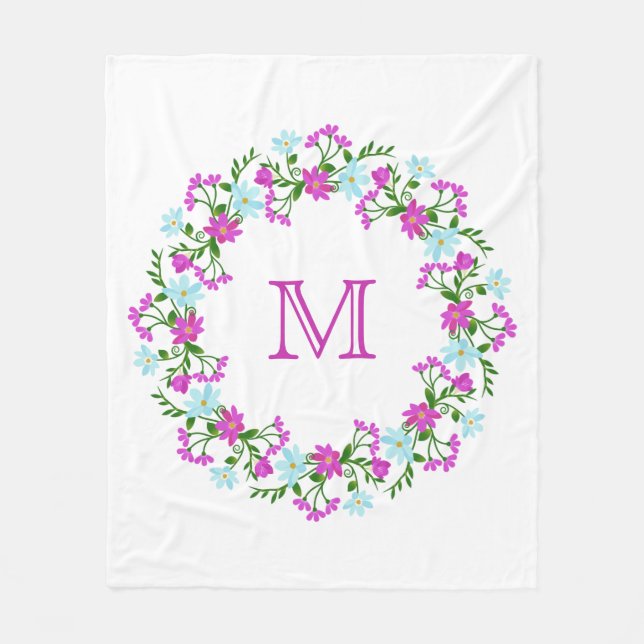 Ihr Monogramm in einer Blume-Rahmen-Decken Fleecedecke (Vorderseite)