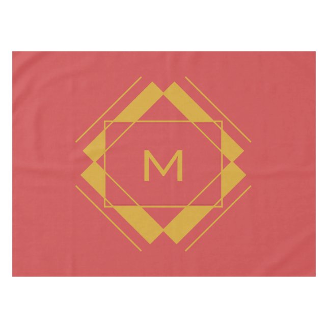 Ihr Monogramm in geometrischem Mustertuch Tischdecke (Vorderseite (Horizontal))