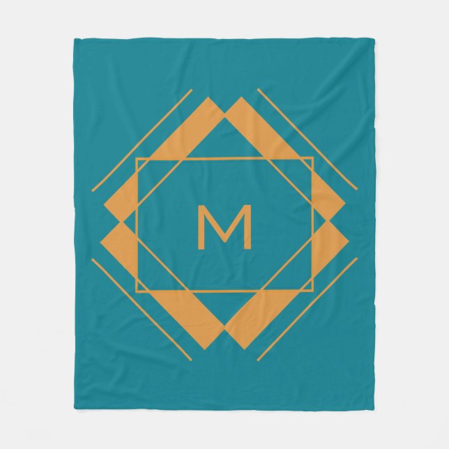 Ihr Monogramm in geometrischen Mustervliesen Fleecedecke (Vorderseite)