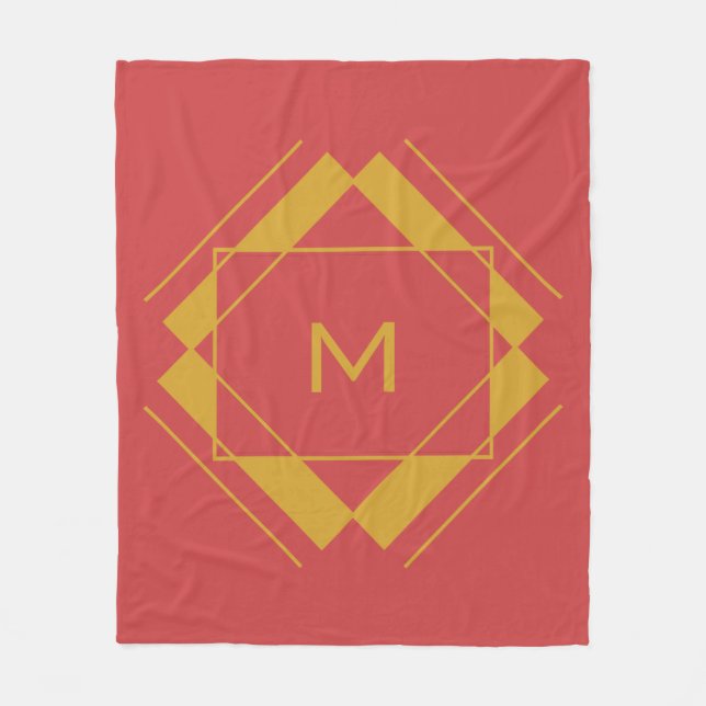 Ihr Monogramm in geometrischen Mustervliesen Fleecedecke (Vorderseite)