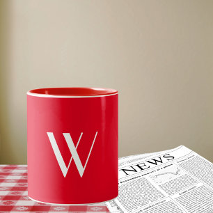 Ihr Monogramm in rot und weiß Zweifarbige Tasse