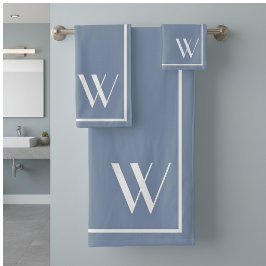 Ihr Monogramm in verblasster Denimfarbe Badhandtuch Set