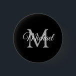 Ihr Monogramm Name Schwarze Vorlage Klein Button<br><div class="desc">Monogramm Name Schwarz und Weiß Vorlage Elegant Trendy Kleine Rundtaste.</div>