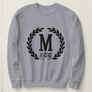 Ihr Monogramm plus Text-Lorbeer-Stickerei Besticktes Sweatshirt