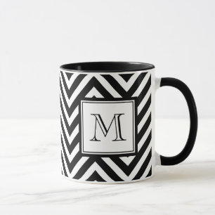 IHR MONOGRAMM, SCHWARZ ZICKZACK TASSE