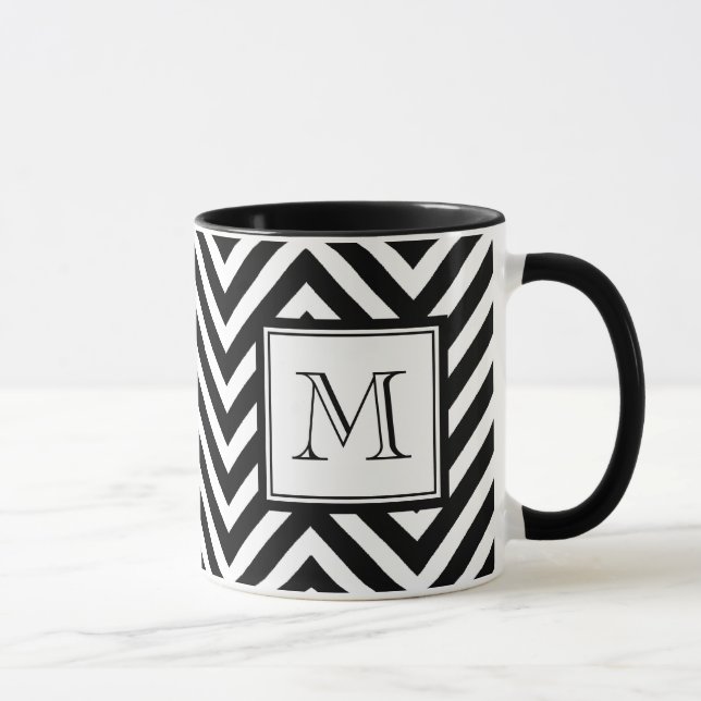 IHR MONOGRAMM, SCHWARZ ZICKZACK TASSE (Rechts)