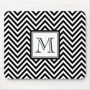 IHR MONOGRAMM, SCHWARZES ZICKZACK MOUSEPAD