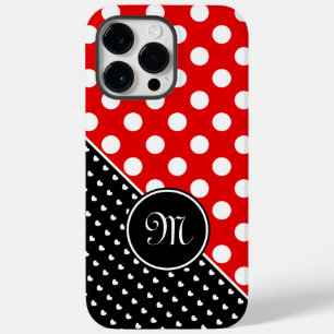 Ihr Monogramm Stilvolle Polka Dots Red Schwarz-wei Case-Mate iPhone 14 Pro Max Hülle