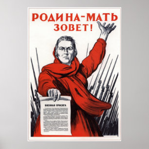 Ihr Mutterland fordert Aufgabe, russischer Krieg Poster