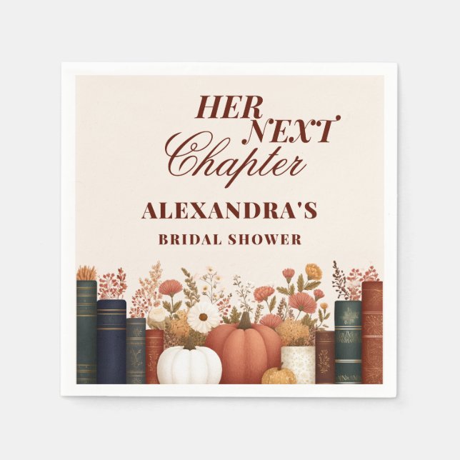 Ihr nächstes Kapitel Herbstbuch Brautparty Serviette (Vorderseite)