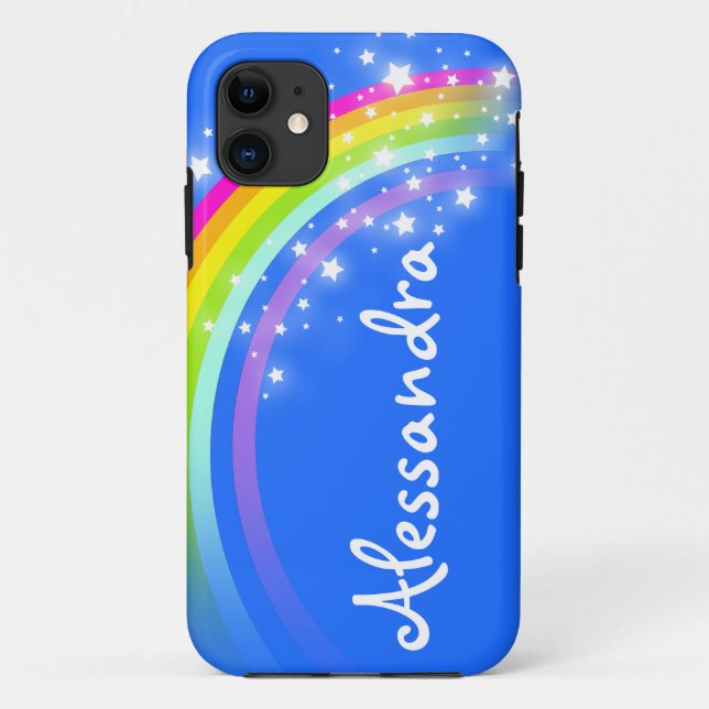 "Ihr Name" (10 Buchstaben), Regenbogenblau, iPhone Case-Mate iPhone Hülle (Rückseite)