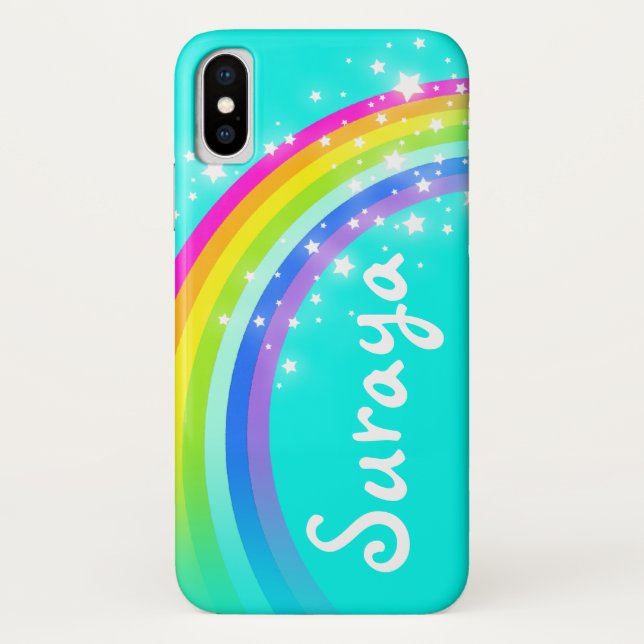 Ihr Name 6 Buchstaben Regenbogen aqua iphone Gehäu Case-Mate iPhone Hülle (Rückseite)
