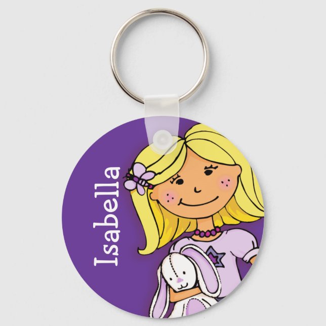 Ihr Name 8 Buchstaben Mädchen blonde lila Schlüsse Schlüsselanhänger (Vorderseite)