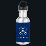 Ihr Name Anchor & Oars Navy Blue Edelstahlflasche<br><div class="desc">Ihr Personalisierter Name,  Bootname oder Text mit einem Nautischen Anker,  überkreuzte Oars - Paddeln auf einer Navy Blue Water Flasche.</div>