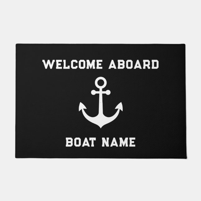 Ihr Name Anchor Willkommen an Bord Fußmatte (Vorderseite)