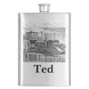 Ihr Name auf dieser Retro LKW-Flasche Flachmann