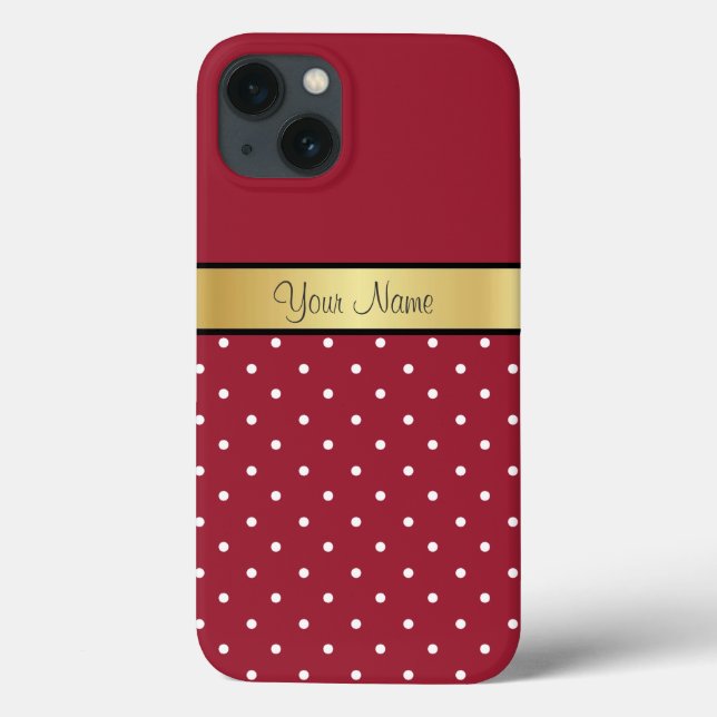Ihr Name auf Gold, elegante, würzige Rot- und Weiß Case-Mate iPhone Hülle (Rückseite)