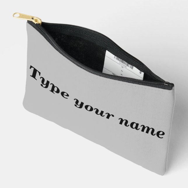 Ihr Name auf grauer Tasche (Offen)