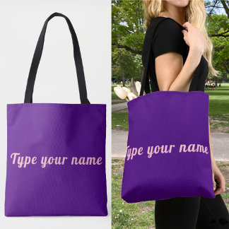 Ihr Name auf lila Tragetasche Tasche