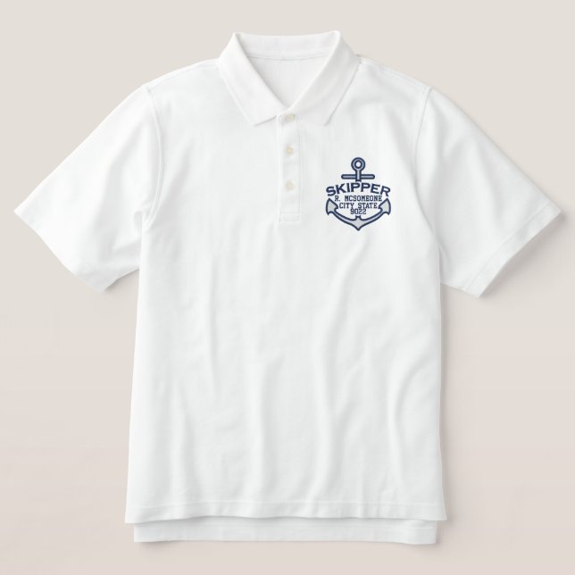 Ihr Name auf Nautical Anchor Embroidery Captain (Design Vorderseite)