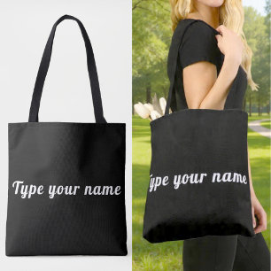 Ihr Name auf schwarzer Tragetasche Tasche