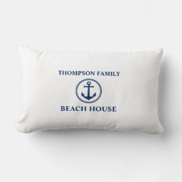 Ihr Name Beach House Sea Anchering Navy auf Weiß Lendenkissen