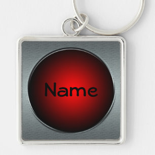 Ihr Name Big Red Button Schlüsselanhänger