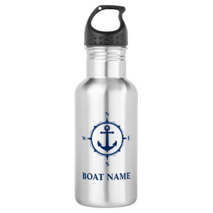 Ihr Name Blue Compass Anker Edelstahlflasche