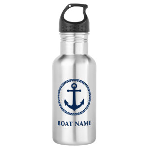Ihr Name Blue Sea Anchor Edelstahlflasche