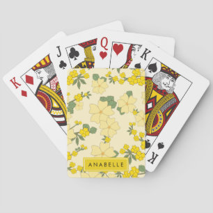Ihr Name - Blume, Petalen, Blätter - Gelb grün Spielkarten
