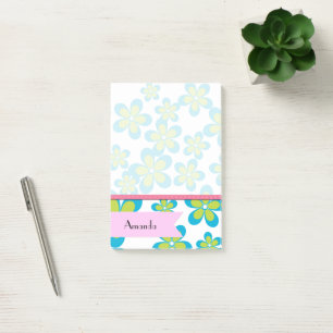 Ihr Name - Blume, Petalen, Blüten - Grün Blau Post-it Klebezettel