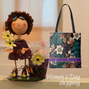 Ihr Name, Blume Pflanze Botanischer Blumendruck Tasche