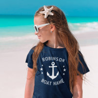 Ihr Name & Bootname Vintag Anker Sterne Navy & Whi