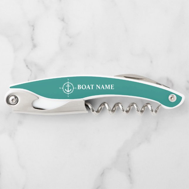 Ihr Name Compass Anchor Blue ca0a Kellnermesser (Vorderseite)