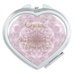 Ihr Name Custom Crystal Rose Quartz Taschenspiegel