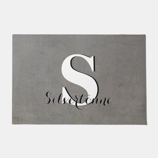 Ihr Name Custom Gray Monogram Doormat Fußmatte (Vorderseite)