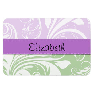 Ihr Name - Damast, Ornamente, Wirbel - Grün Magnet