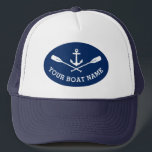 Ihr Name des Schiffes Anker überquerte Oars Truckerkappe<br><div class="desc">Ein Nautical Boat Anker und Crossed Oars mit Ihrem Personalisierten Bootsnamen oder einem anderen Text auf einem klassischen LKW-Hut.</div>