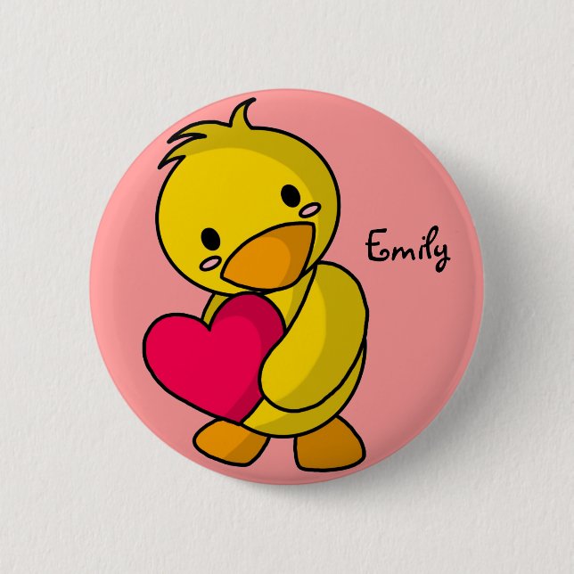 [Ihr Name] Duckie Liebe-Knopf Button (Vorderseite)