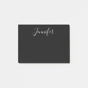 Ihr Name Elegante weiße Schrift auf Schwarz Post-it Klebezettel