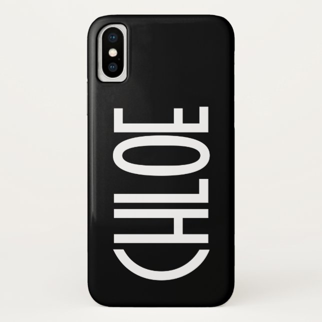 Ihr Name, fett weißer Text | Schwarz Case-Mate iPhone Hülle (Rückseite)