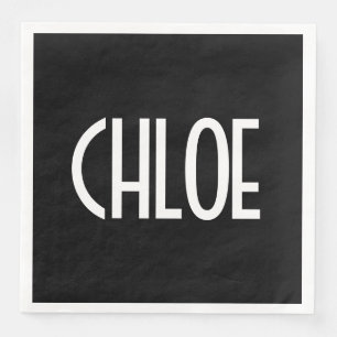 Ihr Name, fett weißer Text   Schwarz Serviette