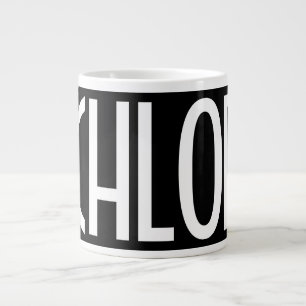 Ihr Name, Fetter Weißer Text Schwarz Jumbo-Tasse