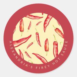 Ihr Name Firey Hot Sauce | Roter Chili Paprikascho Runder Aufkleber
